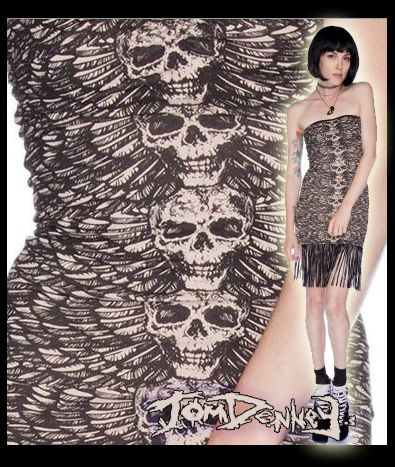 Scull and Wings design I did, available now - http://www.dollskill.com/lip-service-skull-on-the-wing-dress.html