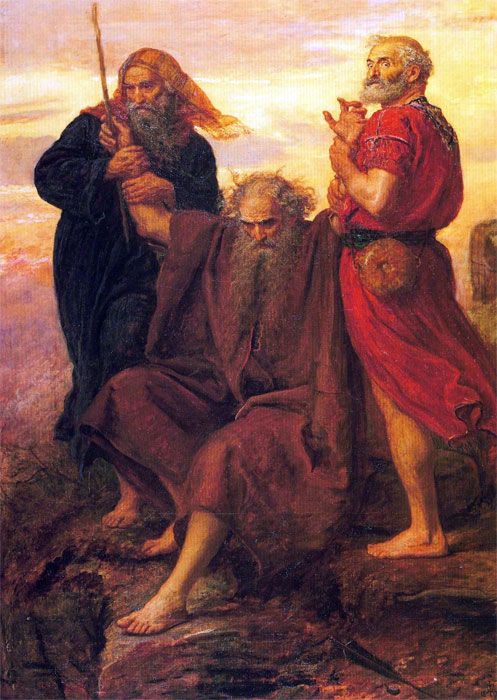 The arms of Moses, being held up by Aaron and Hur.