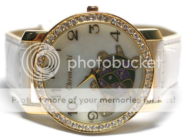 Playfully luxe, this Chronovski watch features a gold plated case 